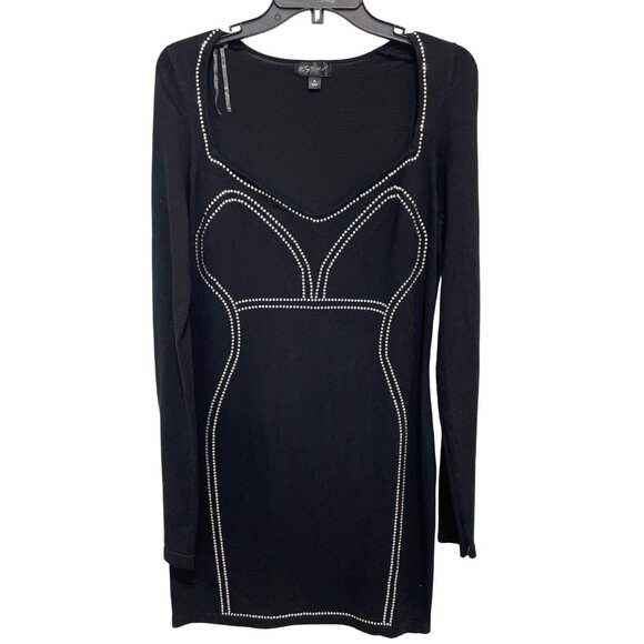 Say What Long Sleeve Rhinestone Bodycon Dress Size XL Embellished Evening Party - Picture 1 of 6